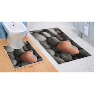 Sötét kövek 3D fürdőszobai szőnyegkészlet, 60 x 100 cm, 50 x 60 cm