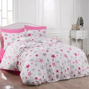 Stars pamut ágynemű, rózsaszín, 140 x 200 cm, 70 x 90 cm