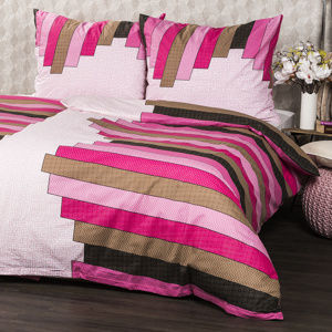 Jahu Stripe Pink pamut ágyneműhuzat, 140 x 200 cm, 70 x 90 cm