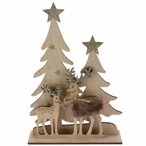 Szarvasok a karácsonyfa alatt karácsonyi fa dekoráció, barna, 15,5 x 3,5 x 21 cm