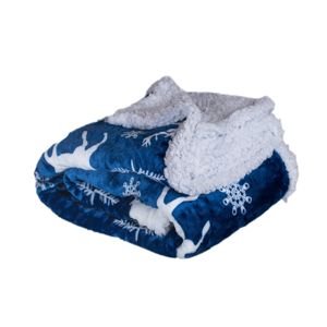 Szarvasos bolyhos takaró, kék, 150 x 200 cm