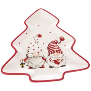 Törpék karácsonyi kerámia tányér, 21,6 x 21 x 2,2 cm