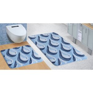 Ultra Csepp fürdőszobai szőnyegkészlet, kék, 60 x 100 cm, 60 x 50 cm