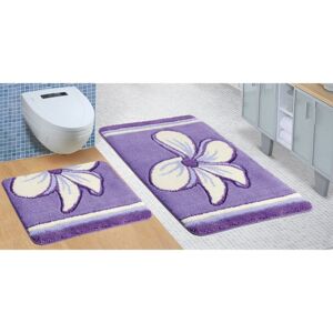 Ultra Virágos fürdőszobai szőnyegkészlet, lila, 60 x 100 cm, 60 x 50 cm
